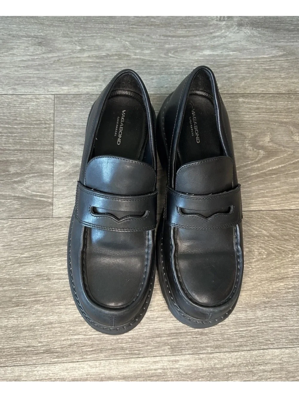Vagabond Shoemakers Cosmo 2.0 Black Leather Platform Loafers US 10